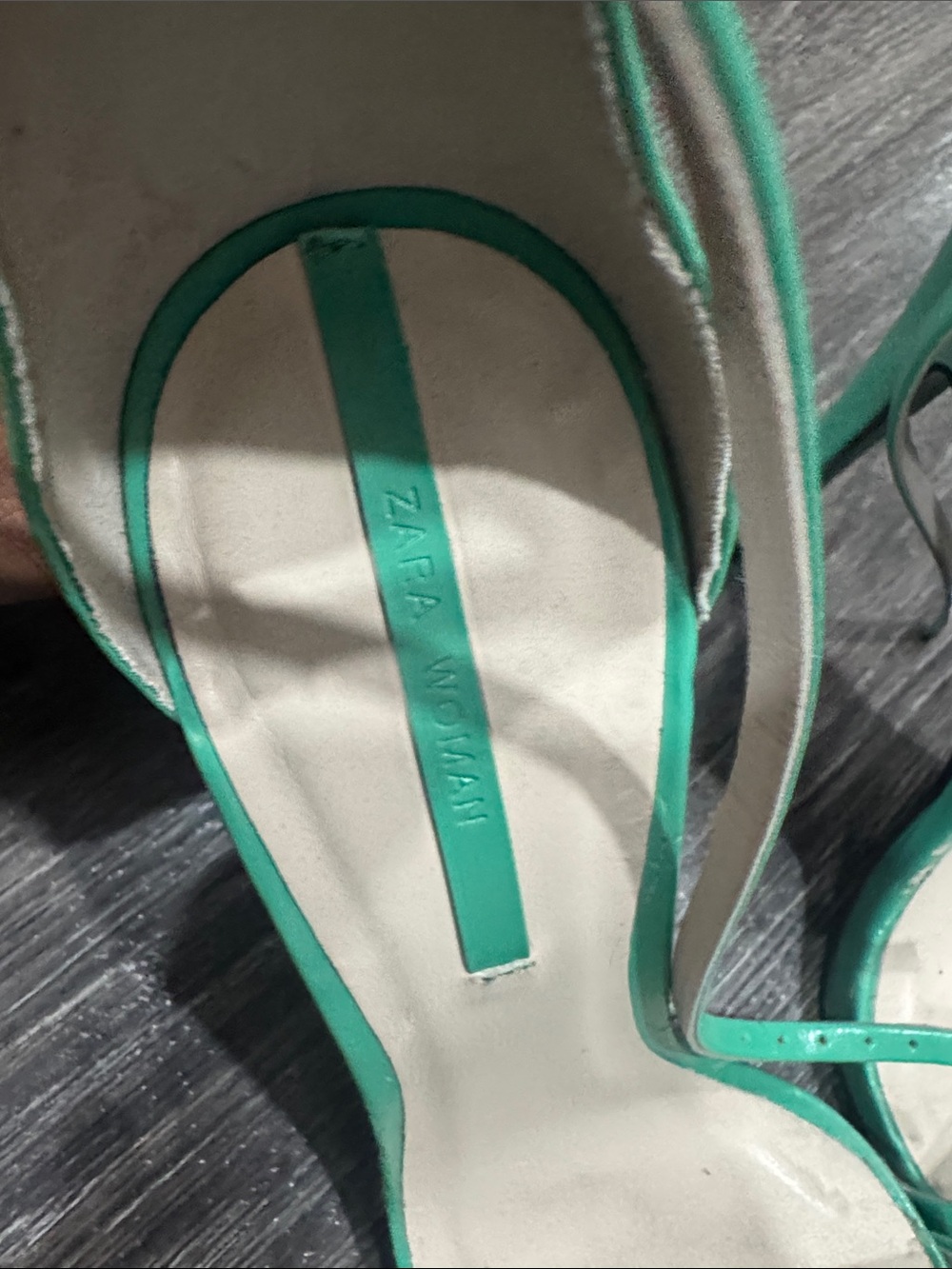 Zara Green Ankle-Strap Open-Toe Heels - Picture 2 of 5